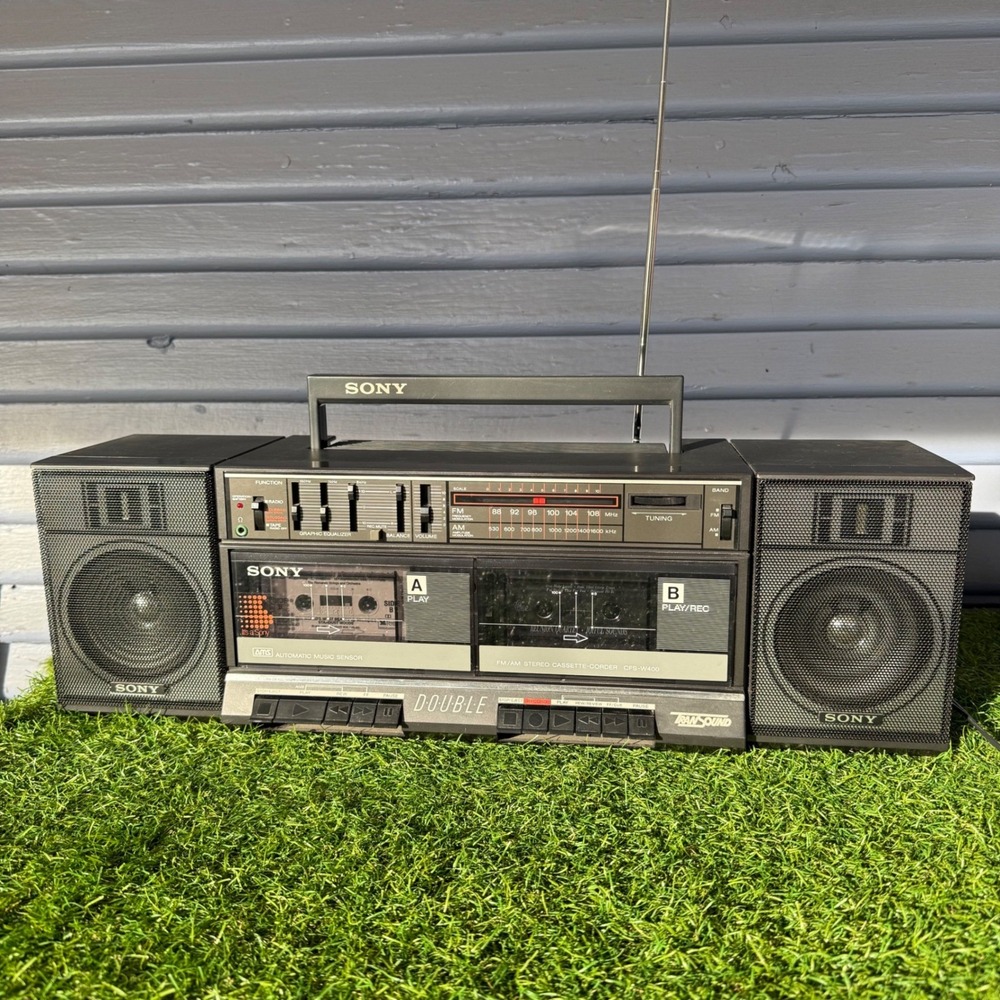 Sony‎ CFS W400 Stereo Cassette Corder Boombox Radio Double Deck AM FM READ